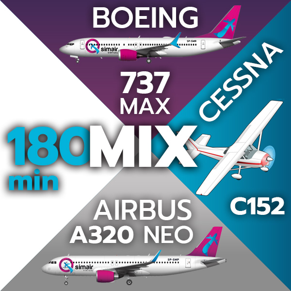 Voucher-TOTAL-MIX A320NEO + B737MAX + C152 - 180min.